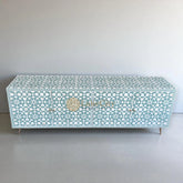 Bone Inlay Moroccan Design Media Console Sage Green | Entertainment Unit